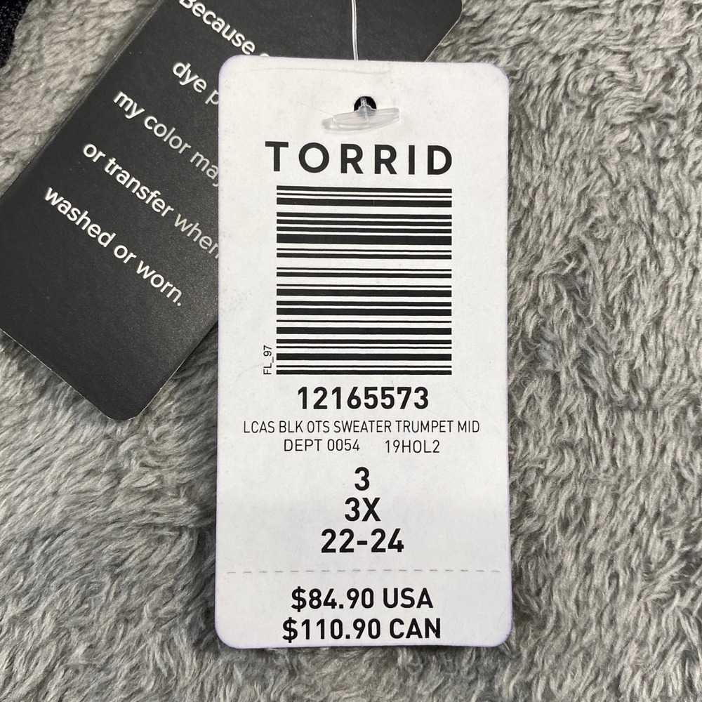 Torrid Sweater Dress Womens 3X Black OTS Trumpet Cable Knit Goth Minimalist New - Picture 4 of 10